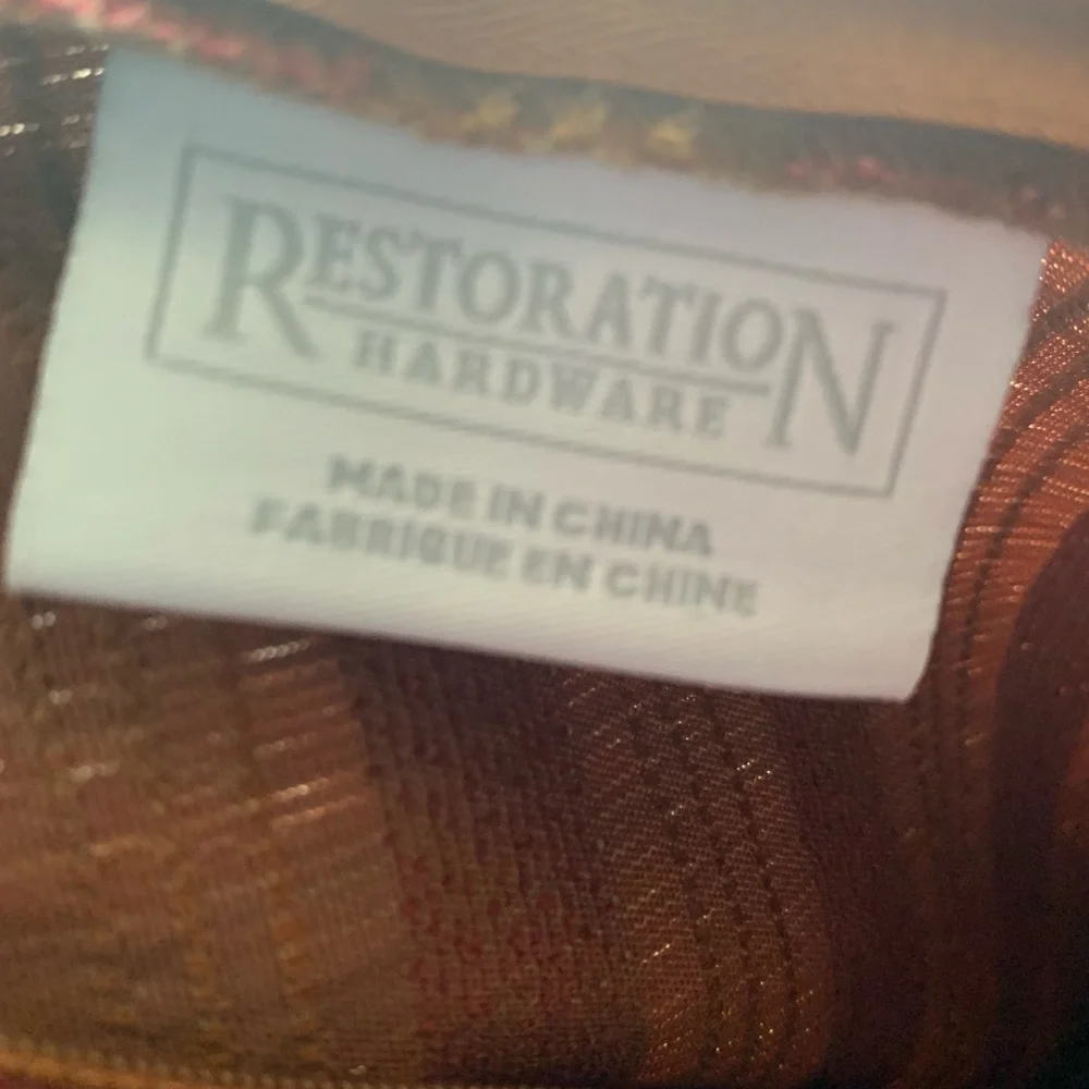 Burgundy/Red/Tan/Gold Restoration Hardware 2 Pillow Cvr in excellent Conditions